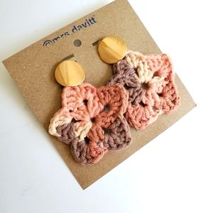 Handmade boho crochet star studs earrings